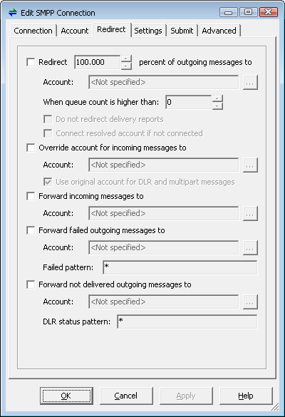 Connection Dialog - Redirect